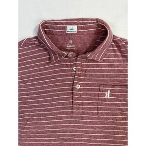 Johnnie-O Polo Shirt Boys Size 14 Striped Deep Red With Logo